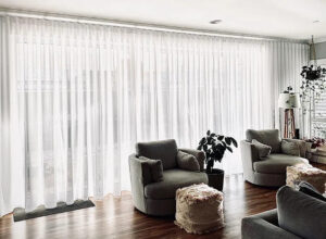 Sheer curtains with design